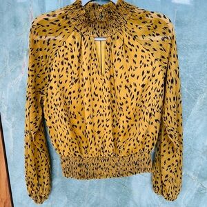 Lush Leopard Print Smocked Blouse